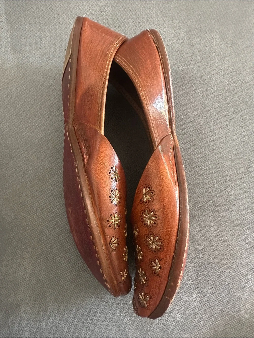 Embroidered Brown Floral Women's Jutti Flats